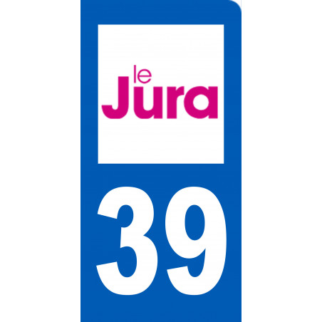  immatriculation 39 du Jura - 6x3cm - Autocollant(sticker)