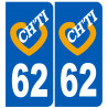 numéro immatriculation ch'ti 62 - Autocollant(sticker)