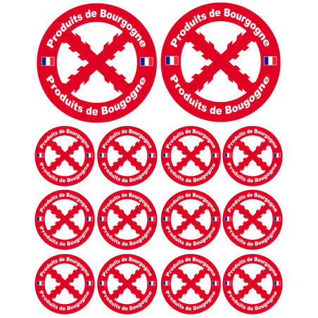 Produits Bourguignons - 2fois 10cm et 12fois 5cm - Sticker/autocollant