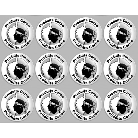 série Produits Corse carte - 12 stickers de 5cm - Autocollant(sticker)