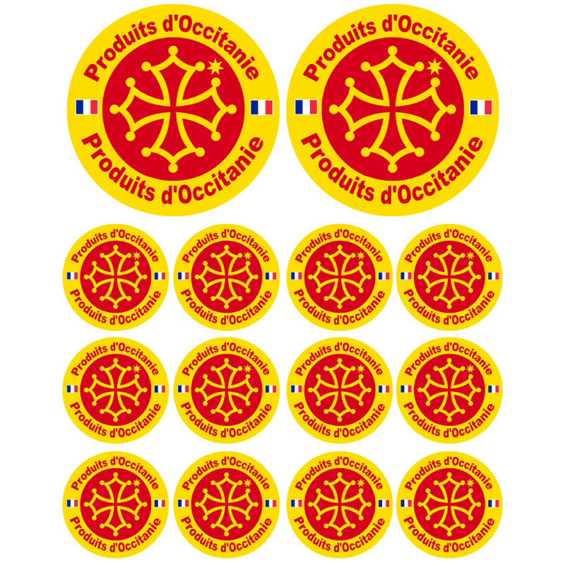 Produits d'Occitanie -  2 stickers 10cm /  12 stickers de 5cm - Sticke