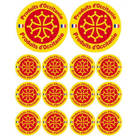 Produits d'Occitanie -  2 stickers 10cm /  12 stickers de 5cm - Autocollant(sticker)