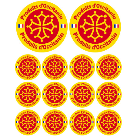 Produits d'Occitanie -  2 stickers 10cm /  12 stickers de 5cm - Sticke