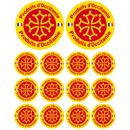 Produits d'Occitanie -  2 stickers 10cm /  12 stickers de 5cm - Autocollant(sticker)