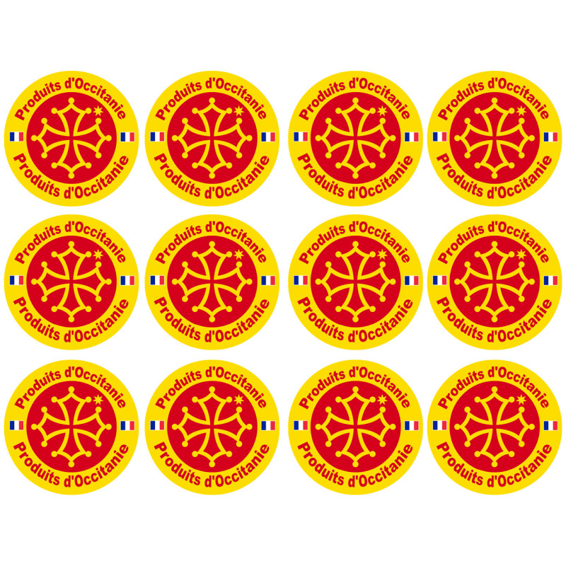 Produits d'Occitanie - 12 stickers de 5cm - Sticker/autocollant