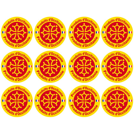 Produits d'Occitanie - 12 stickers de 5cm - Sticker/autocollant