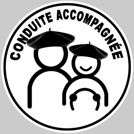 conduite accompagnée Beret Basque - 15cm - Autocollant(sticker)