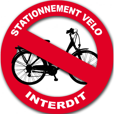 stationnement vélo interdit - 10cm - Autocollant(sticker)