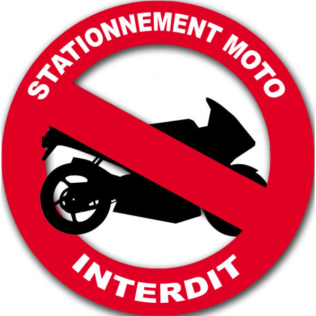 stationnement moto interdit - 20cm - Autocollant(sticker)