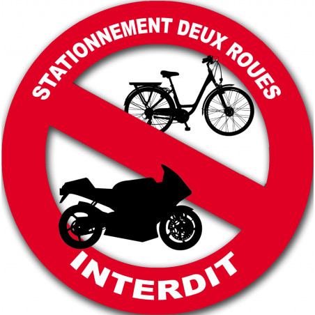 stationnement 2 roues interdit - 20cm - Autocollant(sticker)