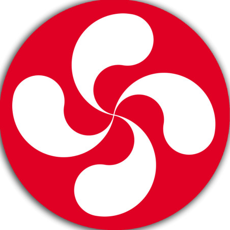 Croix Basque Blanche fond rouge - 15cm - Sticker/autocollant