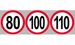 Lot Disques de vitesse 80-100-110 rouge - 15cm - Autocollant(sticker)