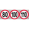 Lot Disques de vitesse 80-100-110 rouge - 15cm - Autocollant(sticker)