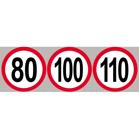 Lot Disques de vitesse 80-100-110 rouge - 20cm - Autocollant(sticker)
