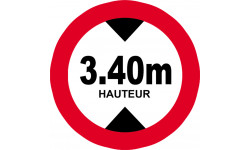 hauteur de passage maximum 3.40m - 20cm - Autocollant(sticker)