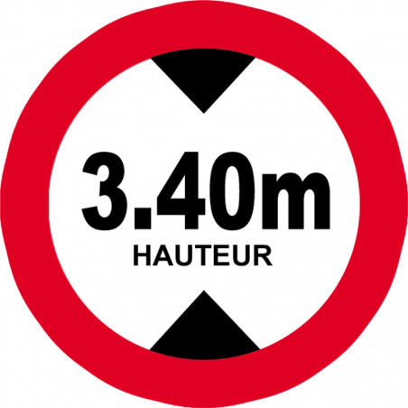 hauteur de passage maximum 3.40m - 20cm - Autocollant(sticker)