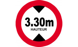 hauteur de passage maximum 3.30m - 20cm - Autocollant(sticker)