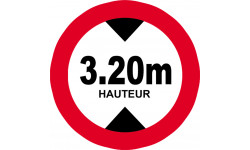 hauteur de passage maximum 3.20m - 20cm - Autocollant(sticker)