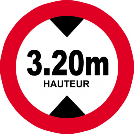 hauteur de passage maximum 3.20m - 20cm - Autocollant(sticker)