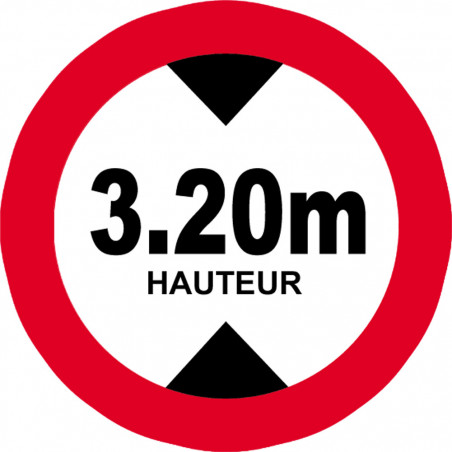 hauteur de passage maximum 3.20m - 20cm - Autocollant(sticker)