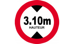 hauteur de passage maximum 3.10m - 20cm - Autocollant(sticker)