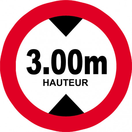 hauteur de passage maximum 3m - 20cm - Autocollant(sticker)