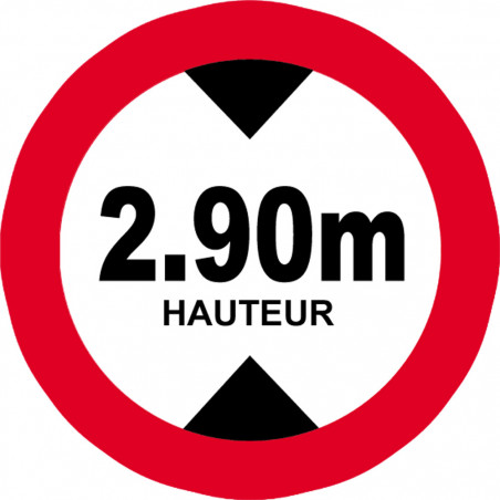 hauteur de passage maximum 2.90m - 20cm - Autocollant(sticker)