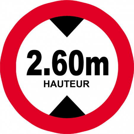 hauteur de passage maximum 2.60m - 20cm - Autocollant(sticker)