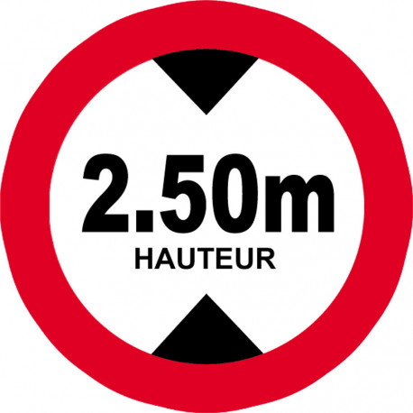 hauteur de passage maximum 2.50m - 20cm - Autocollant(sticker)