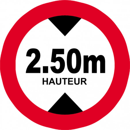 hauteur de passage maximum 2.50m - 20cm - Autocollant(sticker)