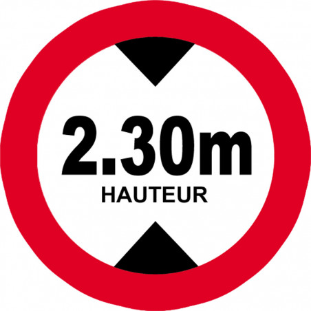 hauteur de passage maximum 2.30m - 20cm - Autocollant(sticker)