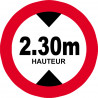 hauteur de passage maximum 2.30m - 20cm - Autocollant(sticker)