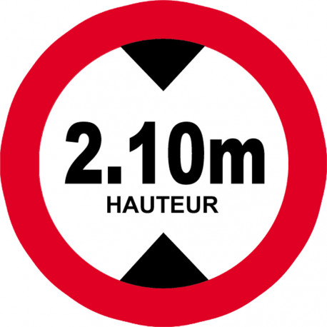 hauteur de passage maximum 2.10m - 20cm - Autocollant(sticker)