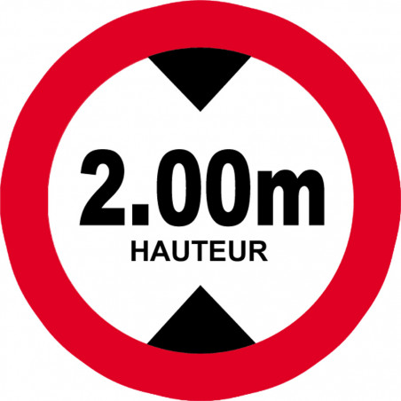 hauteur de passage maximum 2.00m - 20cm - Autocollant(sticker)