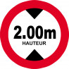 hauteur de passage maximum 2.00m - 20cm - Autocollant(sticker)