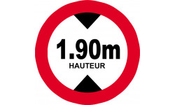 hauteur de passage maximum 1.90m - 20cm - Autocollant(sticker)