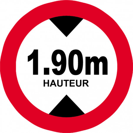 hauteur de passage maximum 1.90m - 20cm - Autocollant(sticker)