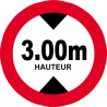 hauteur de passage maximum 3m - 15cm - Autocollant(sticker)