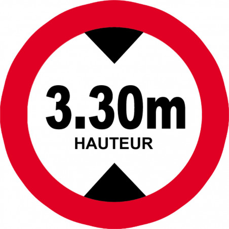 hauteur de passage maximum 3.30m - 15cm - Autocollant(sticker)