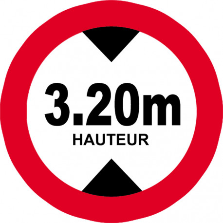 hauteur de passage maximum 3.20m - 15cm - Autocollant(sticker)