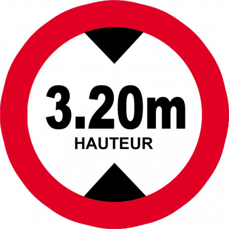 hauteur de passage maximum 3.20m - 15cm - Autocollant(sticker)