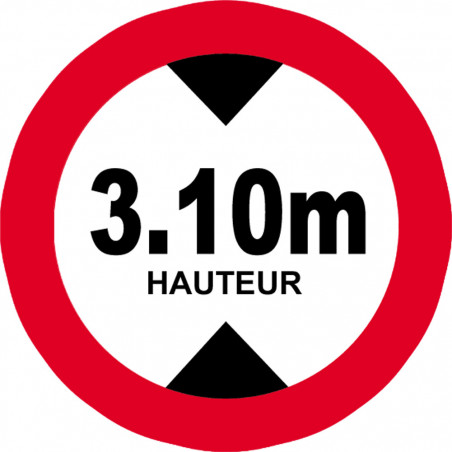 hauteur de passage maximum 3.10m - 15cm - Autocollant(sticker)