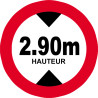 hauteur de passage maximum 2.90m - 15cm - Sticker/autocollant