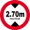 hauteur de passage maximum 2.70m - 15cm - Autocollant(sticker)