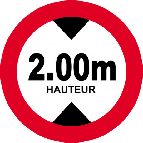 hauteur de passage maximum 2.00m - 10cm - Autocollant(sticker)