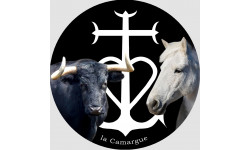 Cheval et Taureau Camarguais - 5cm - Autocollant(sticker)