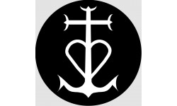 Croix Camarguaise blanc et noir - 10cm - Autocollant(sticker)
