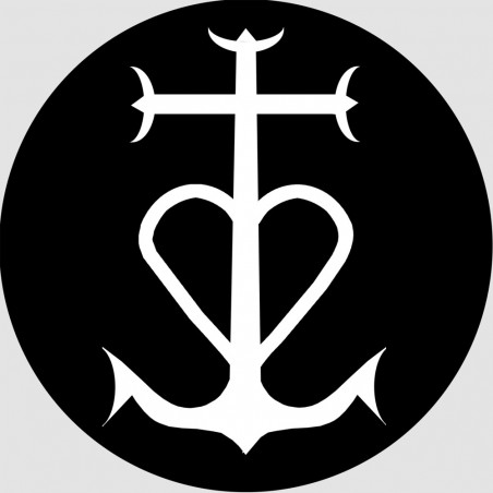 Croix Camarguaise blanc et noir - 10cm - Autocollant(sticker)