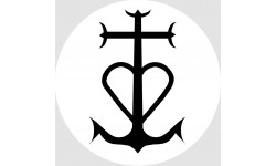 Croix Camarguaise noir et blanc - 15cm - Autocollant(sticker)