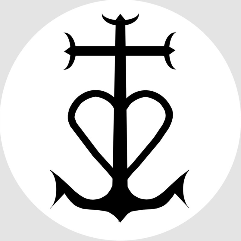 Croix Camarguaise noir et blanc - 15cm - Sticker/autocollant